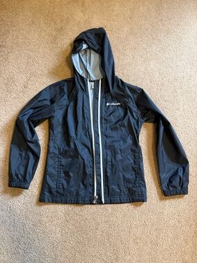 Kids Small (8) Black Columbia Hooded Rain Shell